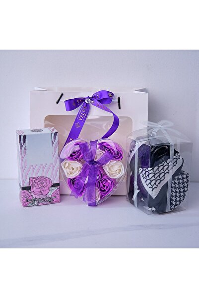 velve Set Arabian Love, cu parfum Washwashah 50ml, inima cu trandafiri de sap...