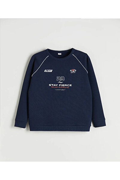 LC Waikiki Lcw Kids Navy Blue Crew Neck Boys Tracksuit Set
