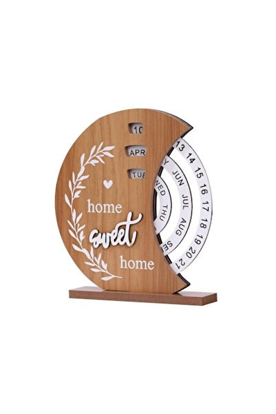 Doty Calendar perpetuu din lemn SweetHome Doty®, rotativ, birou, bej, 18x20 cm