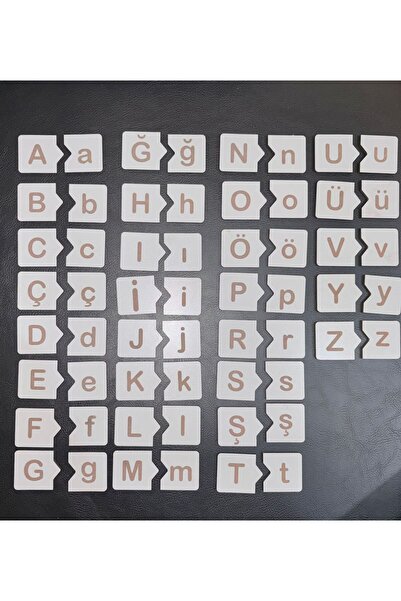 ADS TOYS Ahşap Büyük Harf Küçük Harf Öğrenme Geliştirme Puzzle Blokları