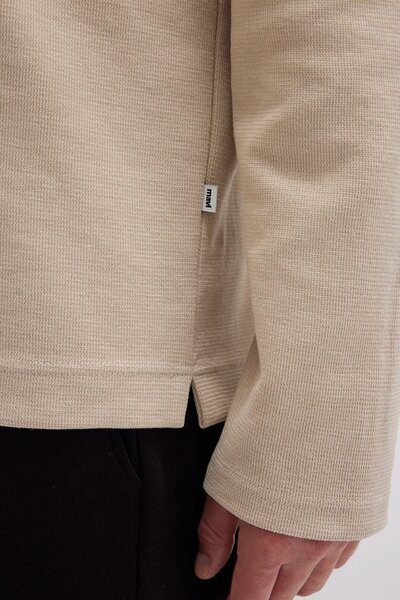 Mavi Ανδρικό μπλουζάκι με μισό φερμουάρ μακρυμάνικο μπεζ 0613045-70039