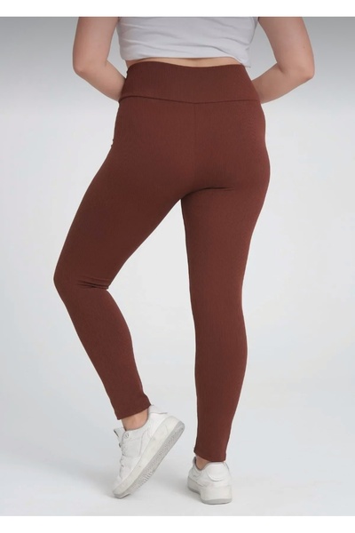 PUQHQA Plus Size Ribbed High Waist Recovery Brown Summer Leggings