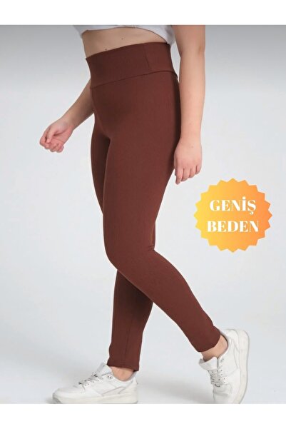 PUQHQA Plus Size Ribbed High Waist Recovery Brown Summer Leggings