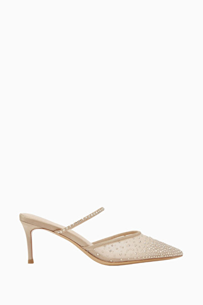 NASS Sasha 70 Crystal Stone, Satin Detailed Mesh Pointed Toe Mule Stylish and...