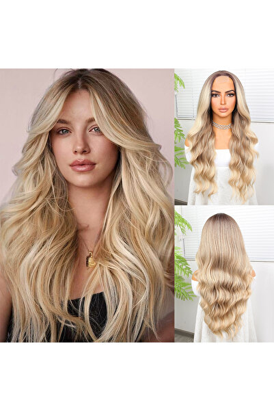 Marsilyan Rus Kumralı Platin ve Balköpüğü Ombreli Işıltılı Dalgalı Tül Peruk