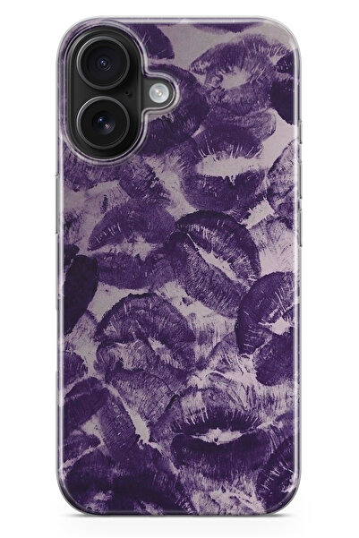 moonset Iphone 17 Uyumlu Mor Dudaklar Tasarımlı Baskılı Şeffaf Telefon Kılıfı