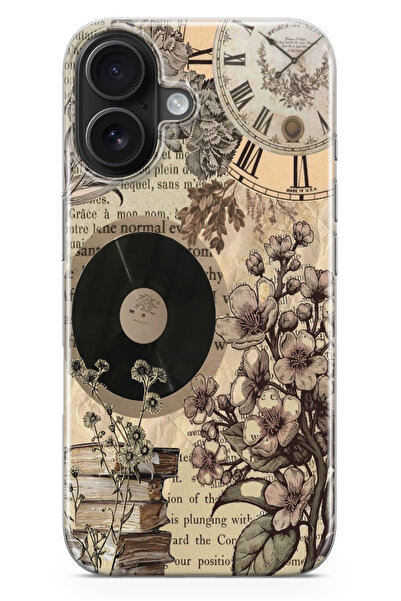moonset Iphone 17 Uyumlu Çiçek ve Plak Tasarımlı Baskılı Şeffaf Telefon Kılıfı