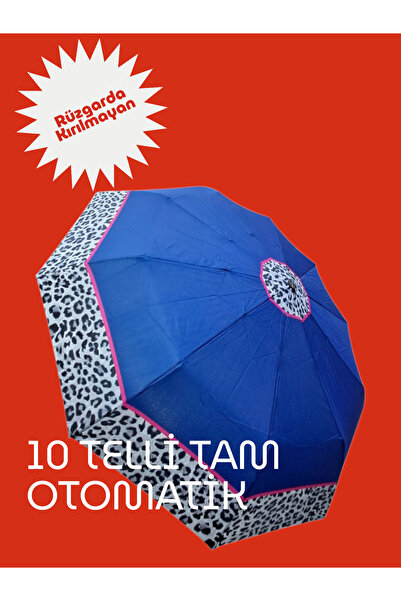 Rainwalker 10 Telli Lüx Full Otomatik Rüzgarda Kırılmayan Fiber Gövde Şemsiye