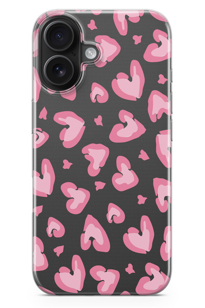 moonset Iphone 17 Uyumlu Leopar Kalpler Tasarımlı Baskılı Şeffaf Telefon Kılıfı