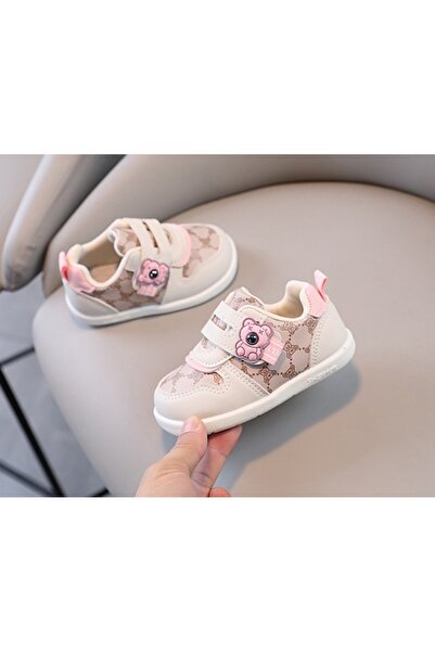 Superbaby Cream and pink sneakers for girls - Pink Teddy