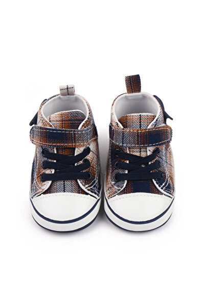 Superbaby Кафяви и тъмносини карирани маратонки за момчета