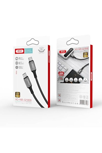 Xo Charging and Data Transfer Cable NB-Q180B, 2X USB TYPE-C, 3A, 60W, 1M, Black