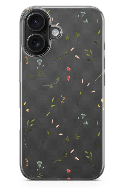 moonset Iphone 17 Uyumlu Çiçekler Tasarımlı Baskılı Şeffaf Telefon Kılıfı