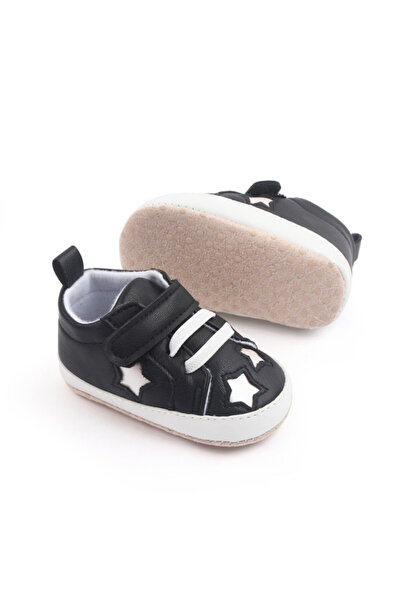 Superbaby Μαύρα πάνινα παπούτσια με πέρλες αστέρια για κορίτσια