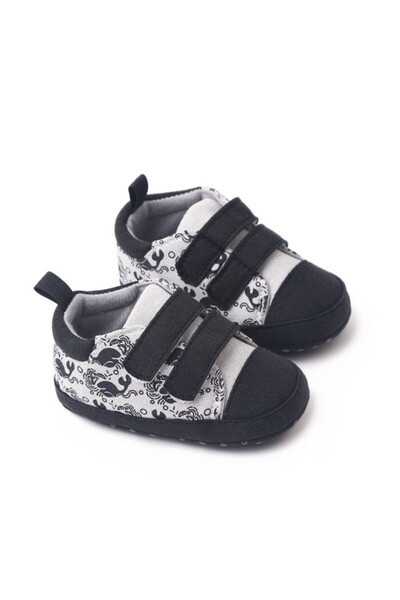 Superbaby Tenisi gri cu negru pentru baietei - Whale