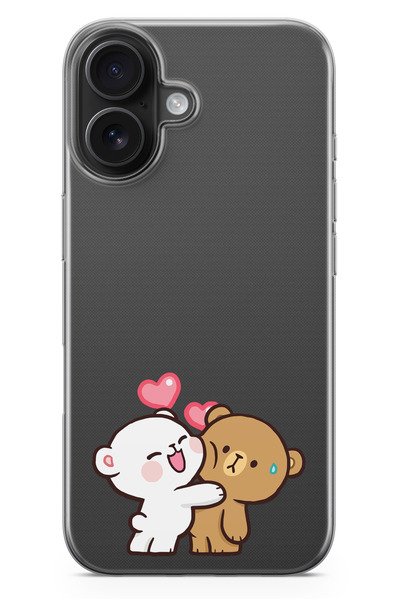 moonset Iphone 17 Uyumlu Sevimli Ayıcıklar Tasarımlı Baskılı Şeffaf Telefon K...