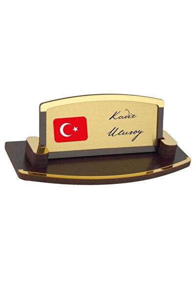 Hediye Vakti Kişiye Özel Türk Bayraklı Masa İsimliği – Ahşap Şık Tasarım