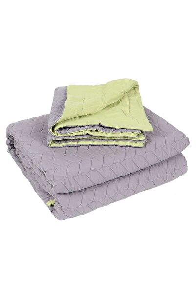 Caressa Bedspread + 2 pillowcases, microfiber, yellow + gray, 180 x 220 cm