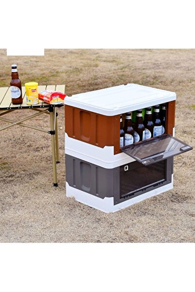 AutoFamily AUTO FAMILY Outdoor Camping Storage Box 50L, Foldable Plastic Storage Box with Lids