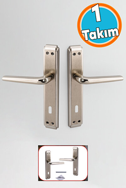 NZB 1 Takım İç Oda Kapı Kolu Aynalı Sağa Sola Uygun Saten Renk Dış Ahşap Pvc Metal Çelik Kapısı Tutamağı