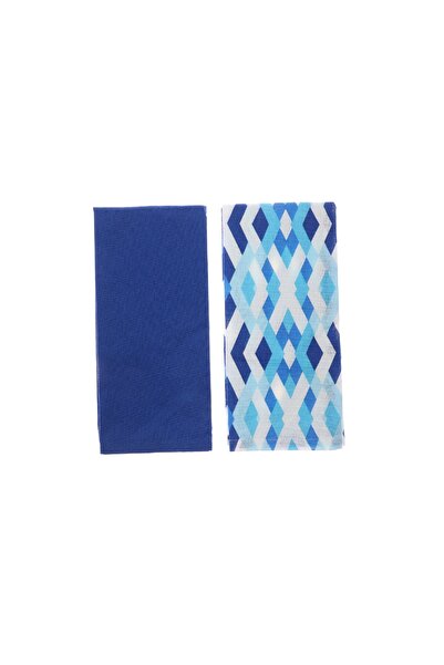 Caressa Kitchen Towel SSE-OTC-10027, Cotton, White + Blue, 40 x 60 cm, Set of 2