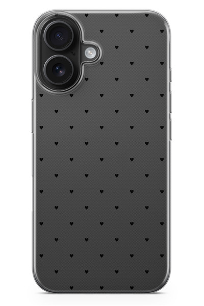 moonset Iphone 17 Uyumlu Minik Kalpler Tasarımlı Baskılı Şeffaf Telefon Kılıfı