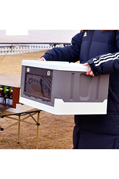 AutoFamily AUTO FAMILY Outdoor Camping Storage Box 50L, Foldable Plastic Storage Box with Lids