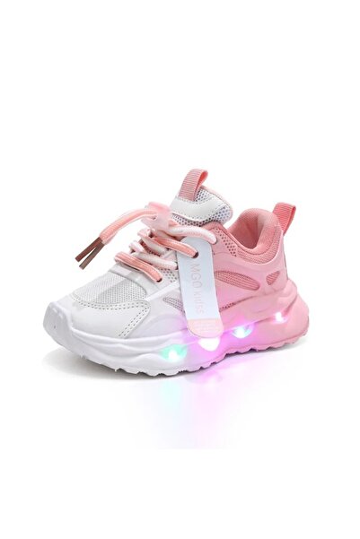 Bebelul Gradient sneakers, white and pink, with lights - Lilka