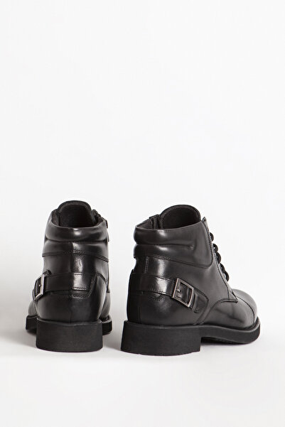 Dericlub Men's Thick Sole Zippered Casual Boots Genuine Leather Br 07124 Black