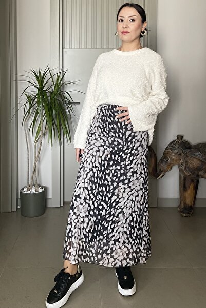 Butik Didem Sakinci Buy Elastic Waist Lycra Lined Tulle Patterned Midi Skirt