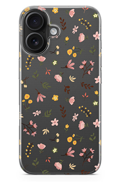moonset Iphone 17 Uyumlu Çiçekler Tasarımlı Baskılı Şeffaf Telefon Kılıfı