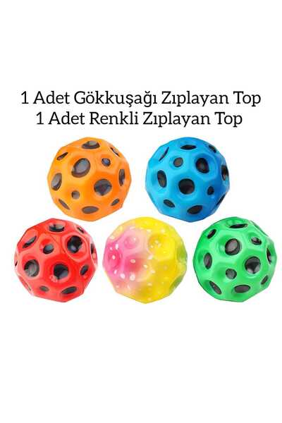 MİMOZA PARK 2 ADET Yükseğe Zıplayan Delikli Bouncer MOON BALL Uzay Topu