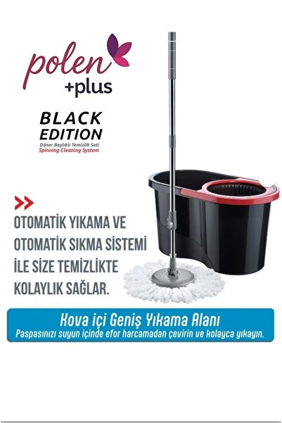 PolenPlus Black Edition Otomatik Temizlik Seti - Kova Mop Seti