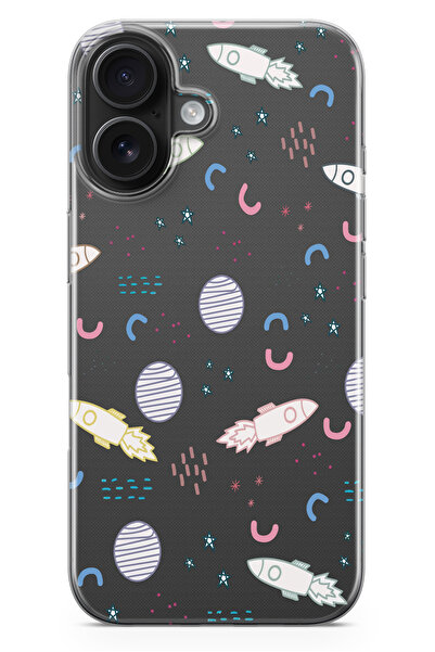 moonset Iphone 17 Uyumlu Uzay Tasarımlı Baskılı Şeffaf Telefon Kılıfı
