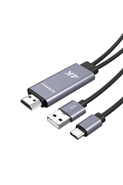 KAKUSİGA Adaptor HDMI KakuSiga, USB-C, USB, Transmisie imagine și sunet, 1 m, Gri