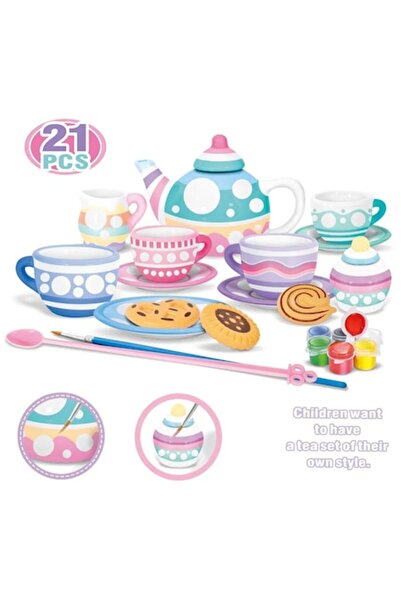 OEM Ceramic Tea Set for Painting, 21 Pieces - DIY for Kids