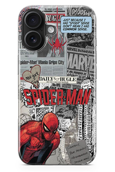 moonset Iphone 17 Uyumlu Örümcek Kolaj Tasarımlı Baskılı Şeffaf Telefon Kılıfı