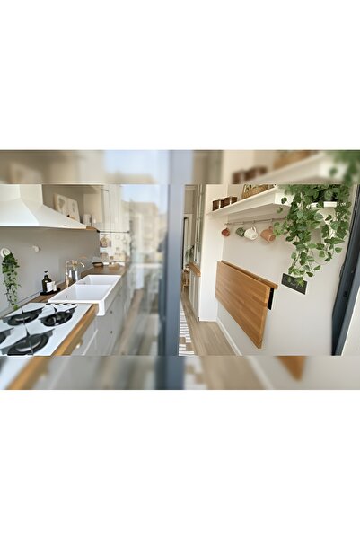 Modüler Ekipman 90x60cm Ladin Ağacı Duvara Monte Katlanır Masa Açılır Kapanır Mutfak Balkon Çalışma Masası