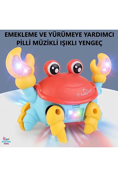 Brother Toys Yürüyen Yengeç Oyuncak İpli Işıklı Müzikli Emeklemeye ve Yürümeye Yardımcı Pilli