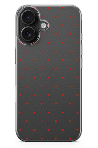 moonset Iphone 17 Uyumlu Minik Kalpler Tasarımlı Baskılı Şeffaf Telefon Kılıfı