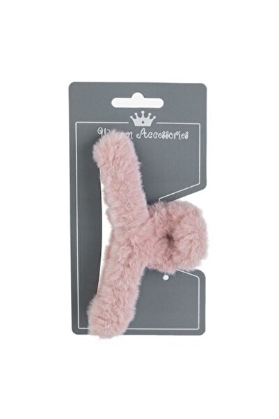 ANTBRO Agrafă de păr ® cu blană artificială roz nud și design cu buclă, 12 cm