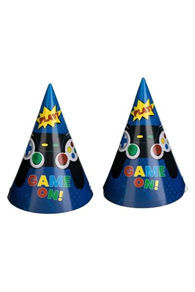 ANTBRO Pălării de petrecere din carton albastru cu design de controler „Game ...