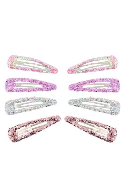 ANTBRO Set 8 agrafe de păr pentru copii Antbro® în diferite culori cu sclipici