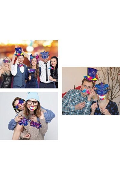 ANTBRO Set 12 props-uri foto Antbro® pentru petrecere cu model Neon