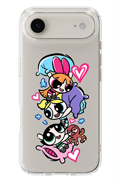 moonset Iphone 17 Air Uyumlu Powerpuff Girls Tasarımlı Baskılı Şeffaf Telefon...