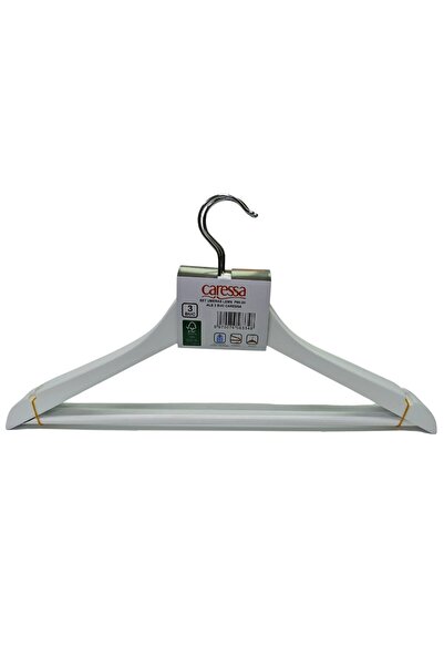 Caressa Umerase haine P66-3H, lemn, 44,5 x 23 cm, alb, set 3 bucati