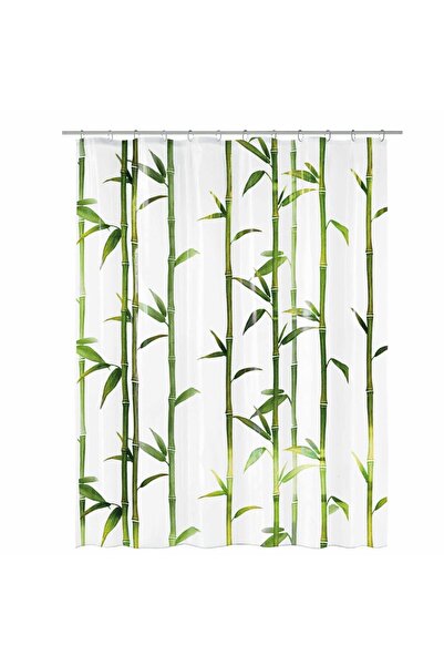 Kleine Wolke Shower Curtain Bamboo 34176, Bamboo Pattern, Transparent + Green, 180 x 200 cm