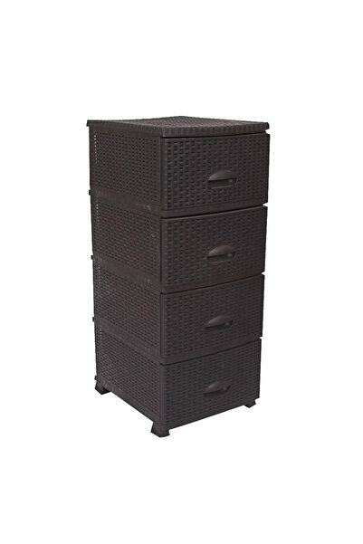 Inaplast Dulap din plastic, stil ratan, 4 sertare, 91 x 44 cm