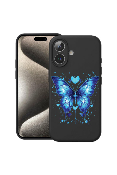 bestcase Carcasă premium din silicon pentru Apple iPhone 17, fluture albastru...