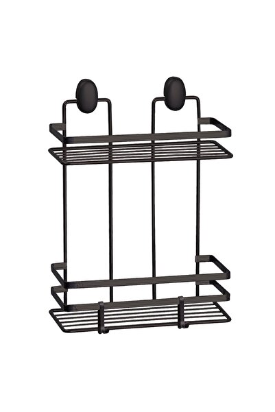 Okyanus Home Raft de baie din oțel DLS-744, montat pe perete, negru, 2 raftur...